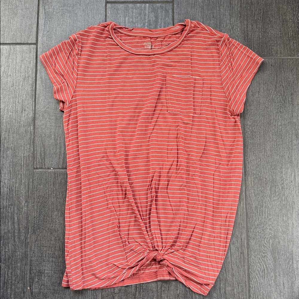 🔥 Rumi + Ryder Girls XL 16-18 tie knot strip top shirt